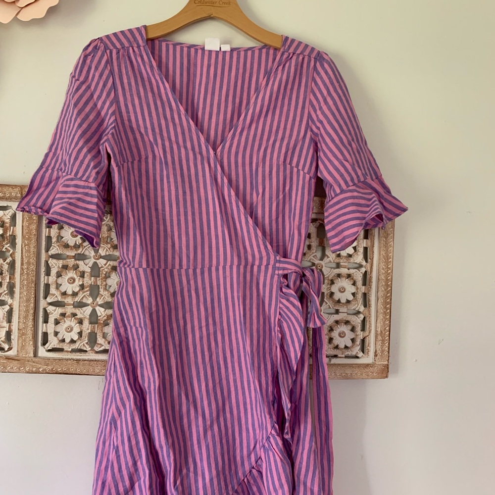 MOVED 〰️ Linen Blend Ruffle Wrap Dress